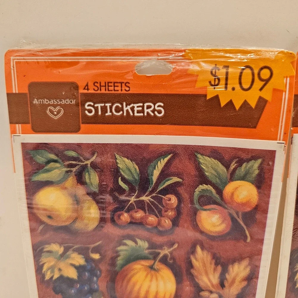 Vintage 1995 Ambassador Hallmark Fruit Harvest Stickers 2 Packs 8 Sheets NOS